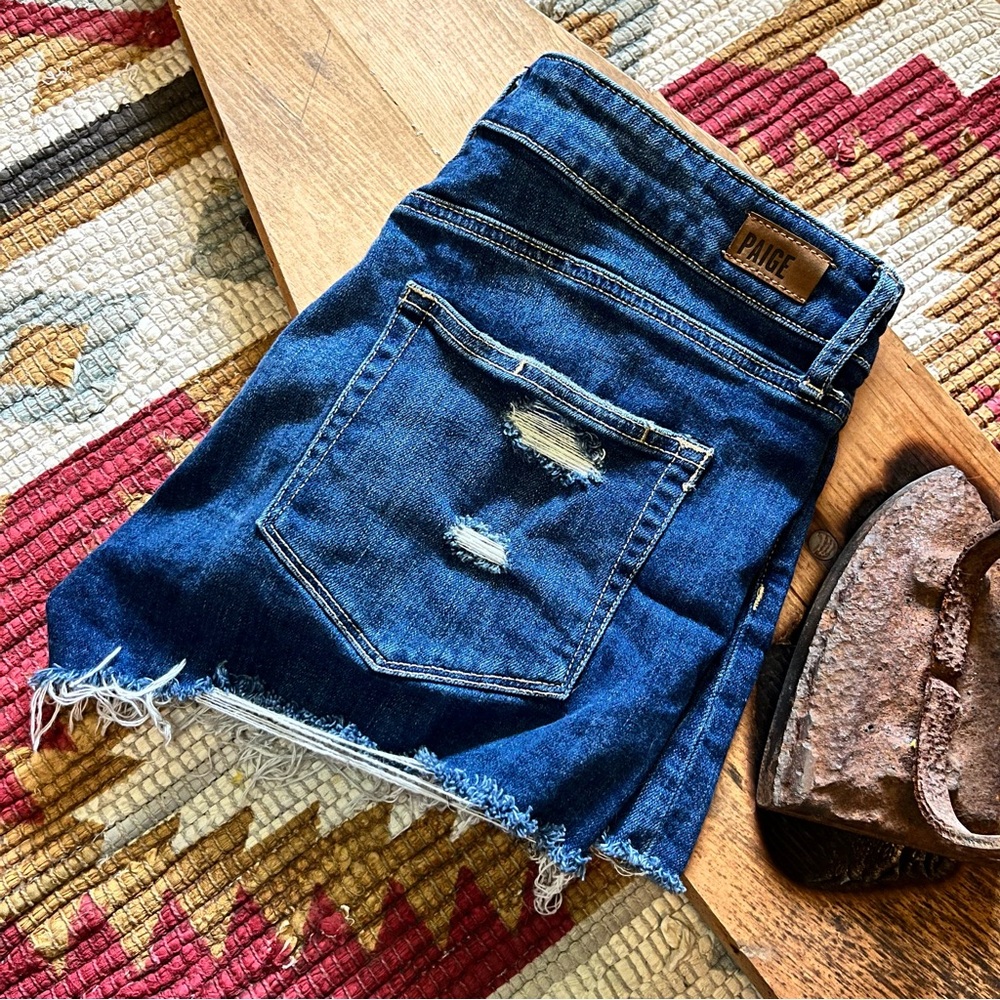 Paige - Lightly Distressed Denim Shorts
